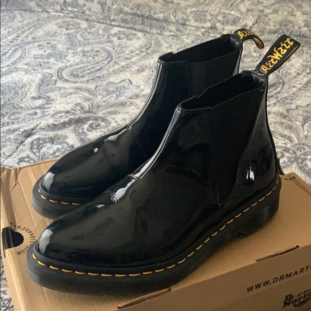 Dr. Marten Patent Leather Bianca Boots